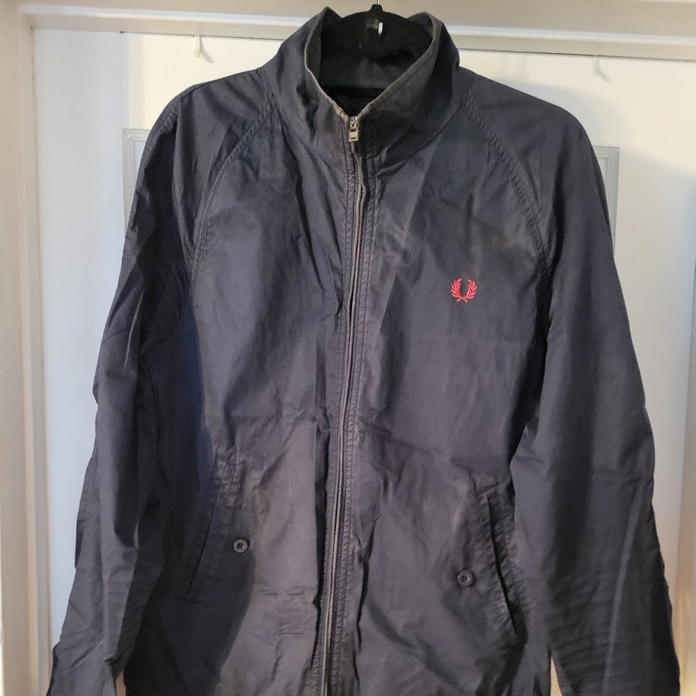 Fred Perry x Bradley Wiggins Bike Messenger Cycling Jacket Navy Blue Size Medium